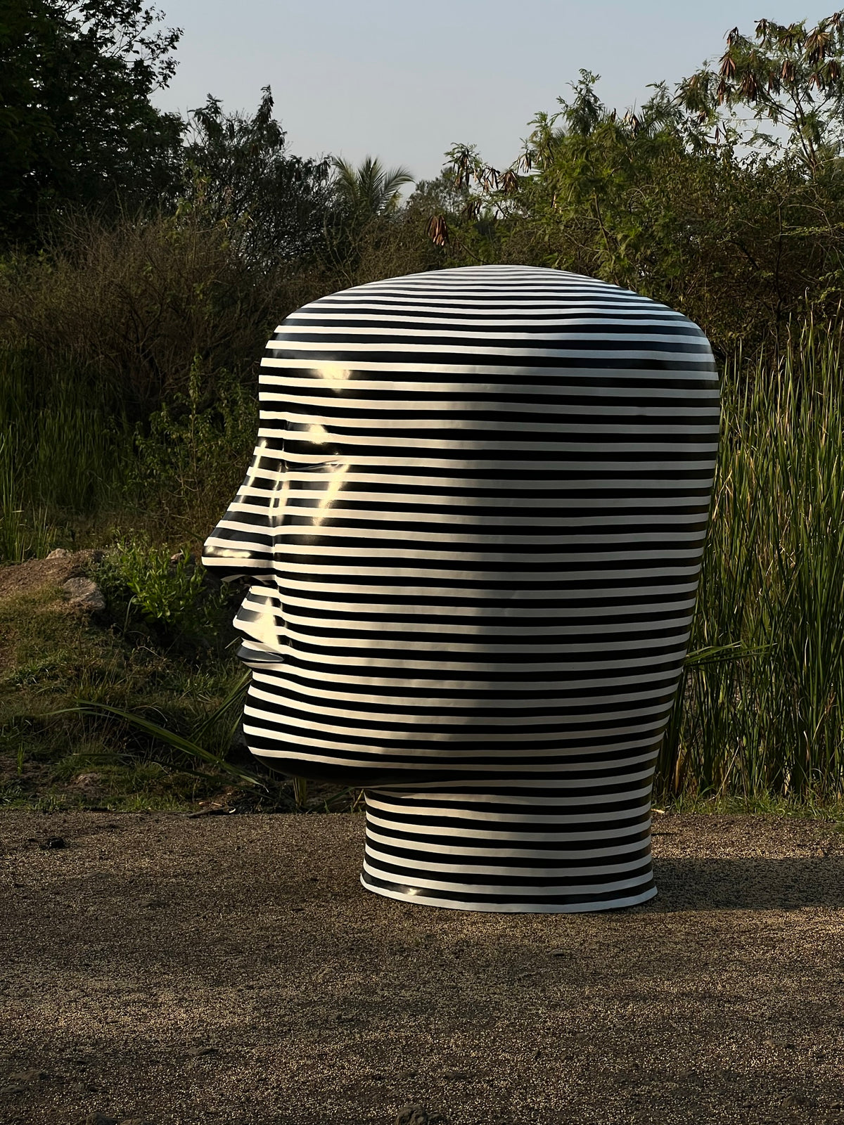 Op Art Head Sculptures