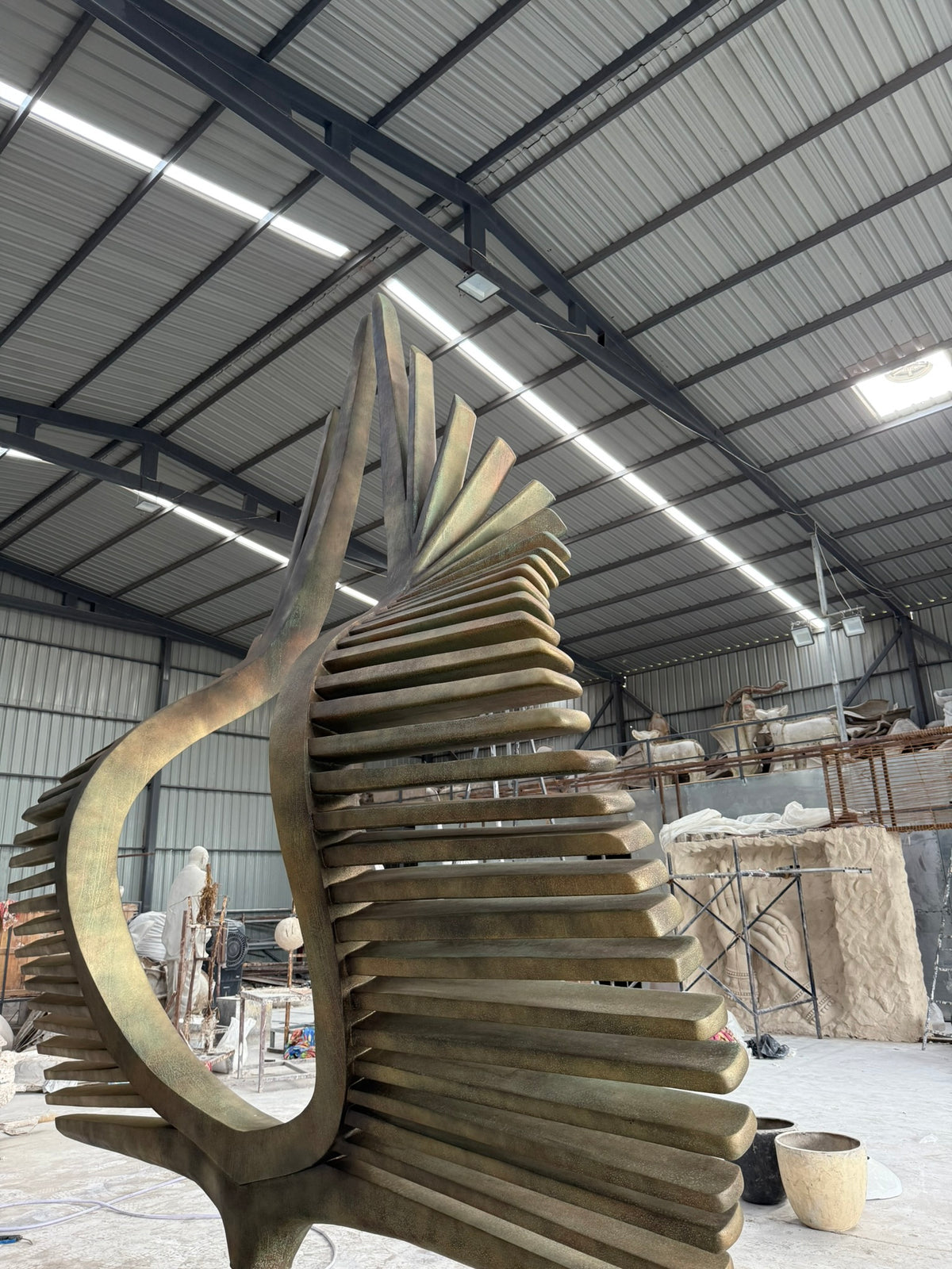Bronze Helix Feather Sculpture