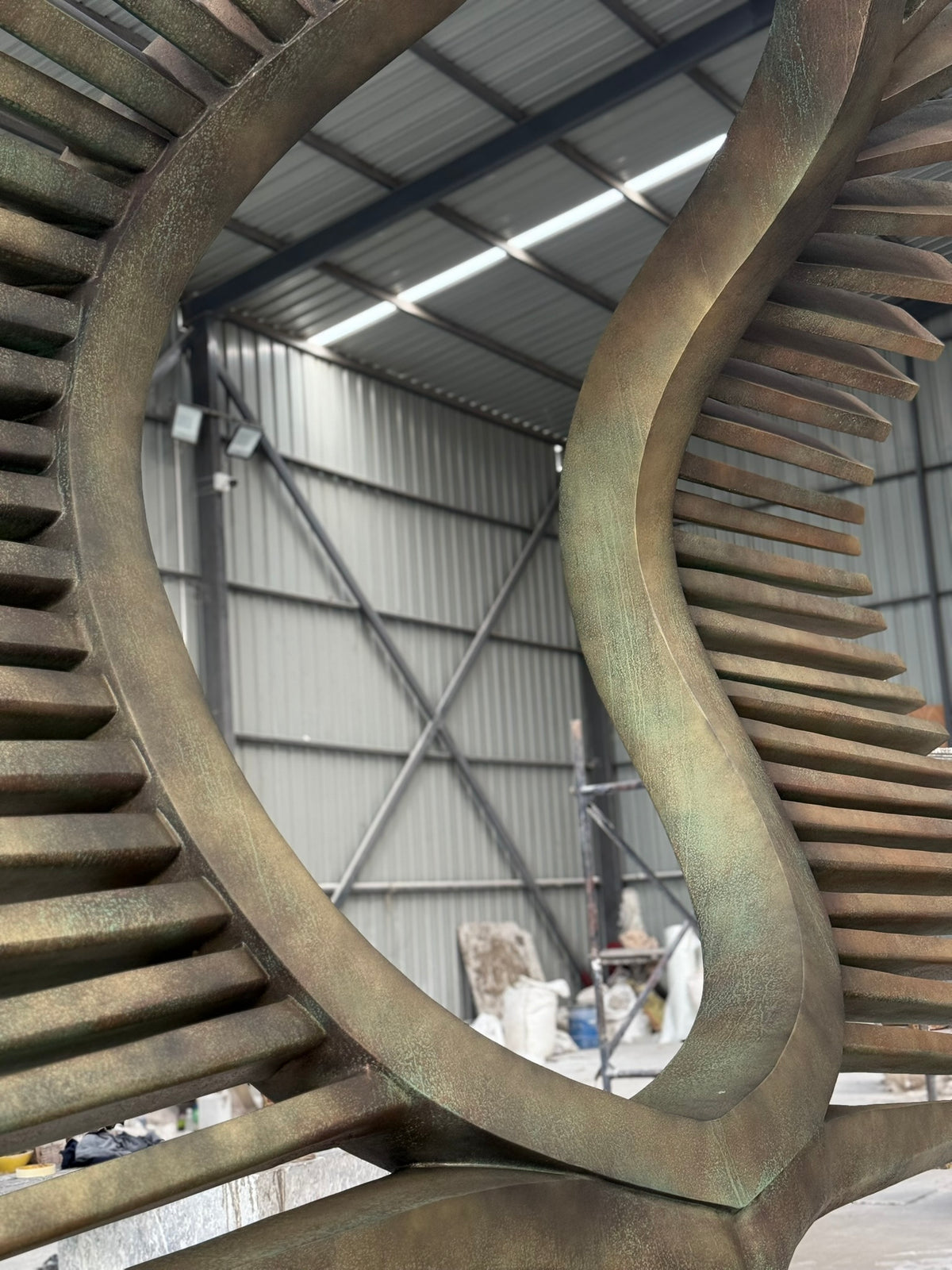 Bronze Helix Feather Sculpture